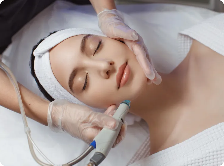 Person getting a liquid hydro dermabrasion treatment